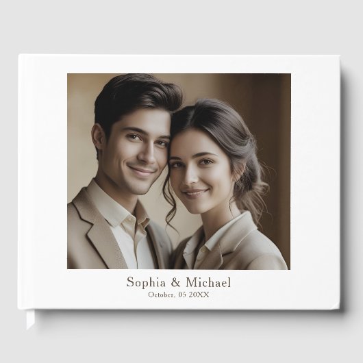 Moderne minimale foto bruiloft gastenboek Sjabloon (Voorkant)