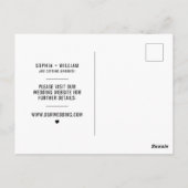 Moderne minimale foto bruiloft Save the Date Briefkaart (Achterkant)