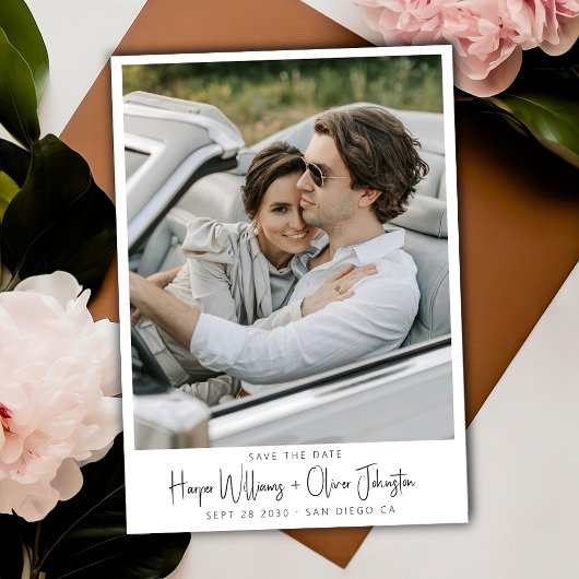 Moderne minimale foto bruiloft Save the Date Kaart