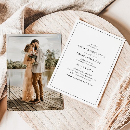 Moderne minimale foto bruiloft uitnodiging