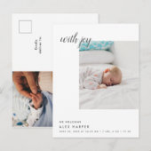 Moderne Minimale foto collage Geboorte Aankondigingskaart (Voorkant / Achterkant)