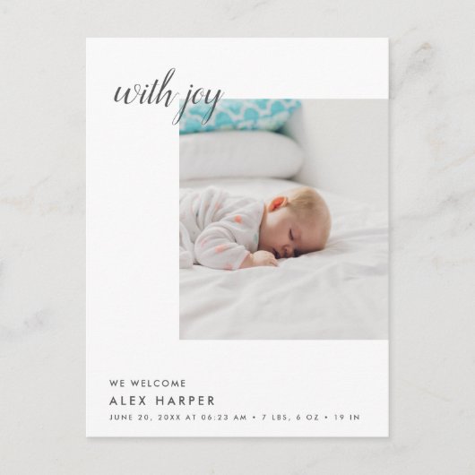 Moderne Minimale foto collage Geboorte Aankondigingskaart (Voorkant)