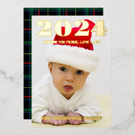 Moderne minimale foto elegant folie feestdagenkaart