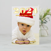 Moderne minimale foto elegant folie feestdagenkaart (Staand Voorkant)