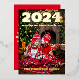 Moderne minimale foto elegant folie feestdagenkaart