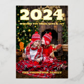 Moderne minimale foto elegant folie feestdagenkaart (Voorkant)