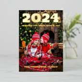 Moderne minimale foto elegant folie feestdagenkaart (Staand Voorkant)