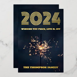 Moderne minimale foto elegant folie feestdagenkaart