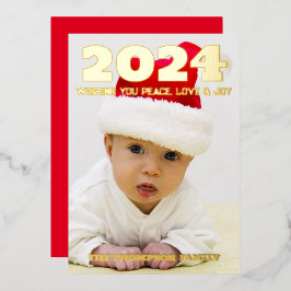 Moderne minimale foto elegant folie feestdagenkaart