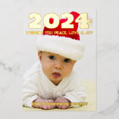 Moderne minimale foto elegant folie feestdagenkaart (Voorkant)