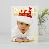 Moderne minimale foto elegant folie feestdagenkaart (Staand Voorkant)