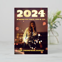 Moderne minimale foto elegant folie feestdagenkaart