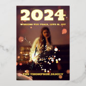 Moderne minimale foto elegant folie feestdagenkaart (Voorkant)