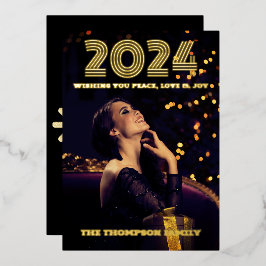 Moderne minimale foto elegant folie feestdagenkaart