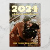 Moderne minimale foto elegant folie feestdagenkaart (Voorkant)