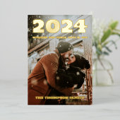 Moderne minimale foto elegant folie feestdagenkaart (Staand Voorkant)