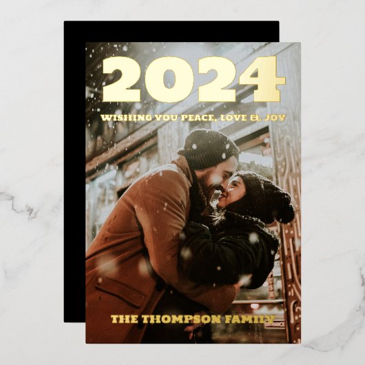 Moderne minimale foto elegant folie feestdagenkaart (Voorkant / Achterkant)