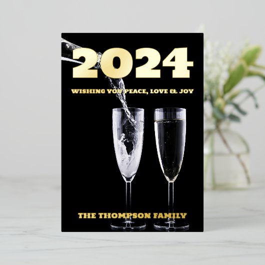 Moderne minimale foto elegant folie feestdagenkaart (Staand Voorkant)