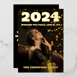 Moderne minimale foto elegant folie feestdagenkaart