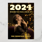 Moderne minimale foto elegant folie feestdagenkaart (Voorkant)