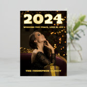 Moderne minimale foto elegant folie feestdagenkaart (Staand Voorkant)