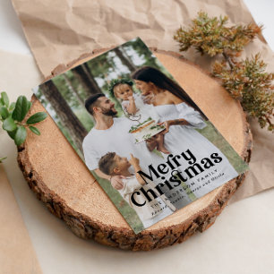 Moderne minimale foto elegante gewaagde typografie feestdagenkaart