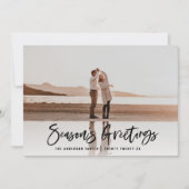 Moderne, minimale foto-groen kerstscript feestdagenkaart (Voorkant)