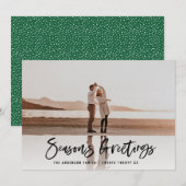 Moderne, minimale foto-groen kerstscript feestdagenkaart (Voorkant / Achterkant)