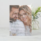 Moderne Minimale foto Huwelijksrepetitie Diner Kaart (Staand voorkant)