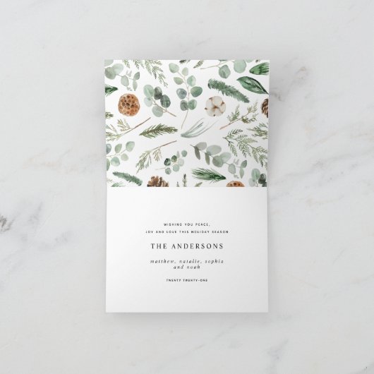 Moderne, minimale foto-kerstelegant script feestdagen kaart (Binnen)