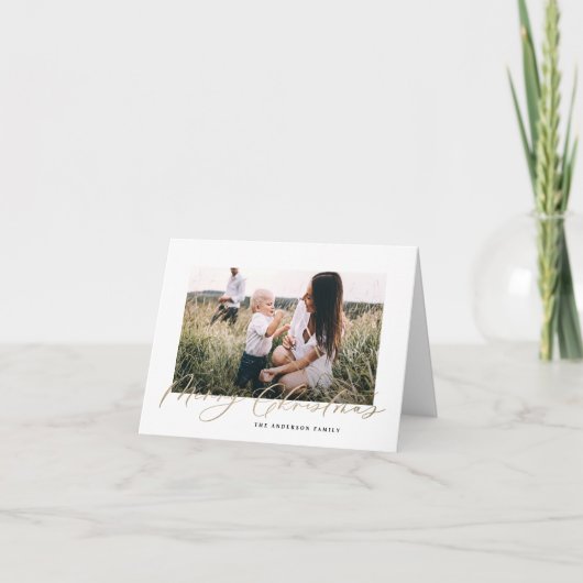 Moderne, minimale foto-kerstelegant script feestdagen kaart (Voorkant)