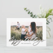 Moderne, minimale foto-kerstelegant script feestdagenkaart (Staand voorkant)