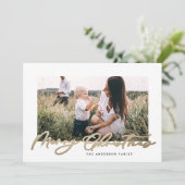 Moderne, minimale foto-kerstelegant script feestdagenkaart (Staand voorkant)