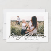 Moderne, minimale foto-kerstelegant script feestdagenkaart (Voorkant)