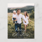 Moderne, minimale foto-kerstelegant script feestdagenkaart (Voorkant)