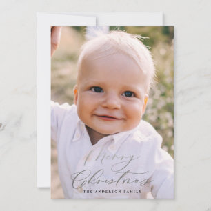 Moderne, minimale foto-kerstelegant script feestdagenkaart