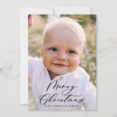 Moderne, minimale foto-kerstelegant script feestdagenkaart (Voorkant)