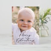 Moderne, minimale foto-kerstelegant script feestdagenkaart (Staand voorkant)