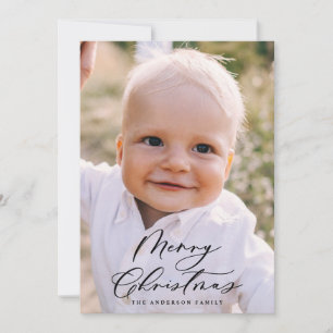 Moderne, minimale foto-kerstelegant script feestdagenkaart