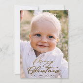 Moderne, minimale foto-kerstelegant script feestdagenkaart (Voorkant)