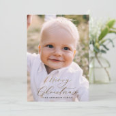 Moderne, minimale foto-kerstelegant script feestdagenkaart (Staand voorkant)