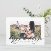 Moderne, minimale foto-kerstelegant script feestdagenkaart (Staand voorkant)