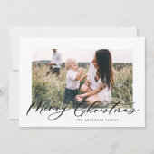 Moderne, minimale foto-kerstelegant script feestdagenkaart (Voorkant)