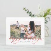 Moderne, minimale foto-kerstelegant script feestdagenkaart (Staand voorkant)