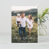 Moderne, minimale foto-kerstelegant script feestdagenkaart (Staand voorkant)