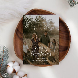 Moderne, minimale foto-kerstelegant script feestdagenkaart