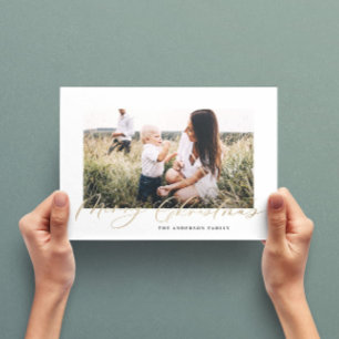 Moderne, minimale foto-kerstelegant script feestdagenkaart