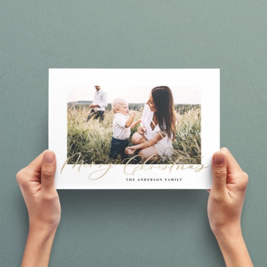 Moderne, minimale foto-kerstelegant script feestdagenkaart