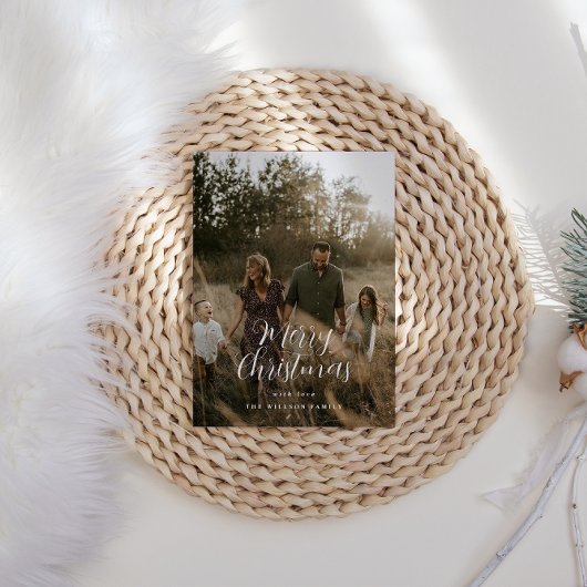 Moderne, minimale foto-kerstelegant script feestdagenkaart