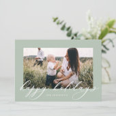 Moderne, minimale foto-kerstelegant script feestdagenkaart (Staand voorkant)